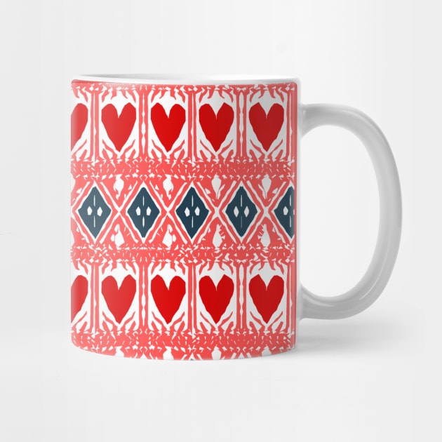 Croatian Traditional Pattern Navy Blue Red Heart by EshiPaints